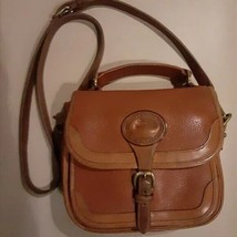 Vintage Dooney &amp; Bourke Tan All Weather Leather Surrey Carrier Bag Top H... - $59.39