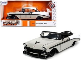 1956 Chevrolet Bel Air Gray and White &quot;Bigtime Muscle&quot; 1/24 Diecast Model Car b - £32.44 GBP