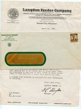 Langdon Feeder Company Letter Receipt &amp; Product Flyer 1936 Kansas City M... - $21.78