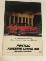 1986 Pontiac Firebird Trans Am Vintage Print Ad Advertisement pa16 - £6.95 GBP