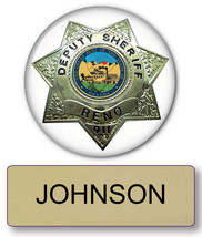 RENO 911 Officer JOHNSON pin Fastener Name Badge &amp; Deputy Button Halloween Costu - £14.08 GBP