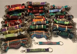 Personalized Embroidered Strap Key Rings Keychains with Attachment Clasp - £7.97 GBP