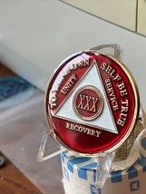30 Year AA Medallion Red Tri-plate Sobriety Chip XXX Center - $20.99