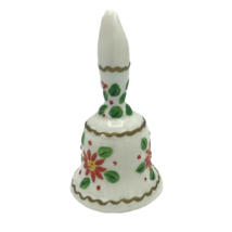 VTG 1977 Kurt S Adler Hand Painted Poinsettia Porcelain Christmas Bell - $6.95