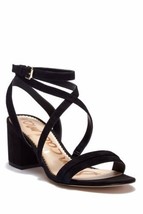 Sam Edelman Sammy Block Heel Strappy Sandals Open Black Suede Shoes Wome... - $51.97