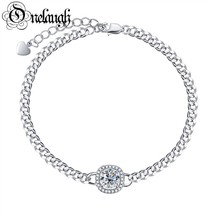 Or 1 carat cushion brilliant cut moissanite diamond cuban bracelet women 100 925 silver thumb200