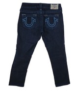 True Religion Skinny Cropped Jeans Measured 29x24 Dark Blue Stretch - £27.70 GBP