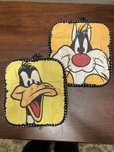 Vintage Sylvester The Cat &amp; Daffy Duck~ Pair Pot Holders ~Trivets ~ Hot Pads - £9.89 GBP