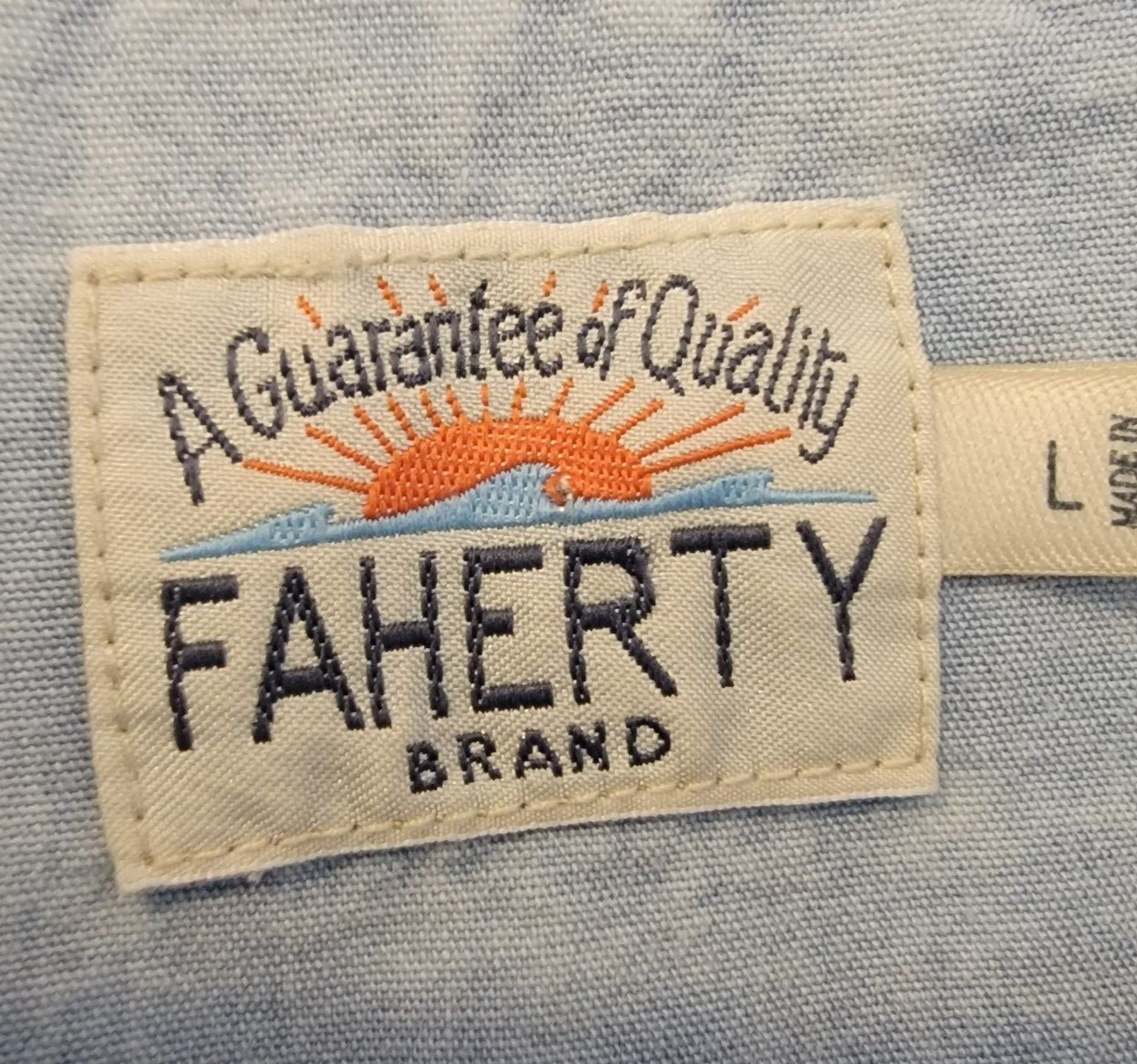 Primary image for Faherty Men's Short Sleeve Indigo Striped Pocket Polo Shirt Size Large