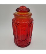 Vintage Large Ruby Red Amberina LE Smith Moon and Stars Apothecary Canis... - £38.82 GBP