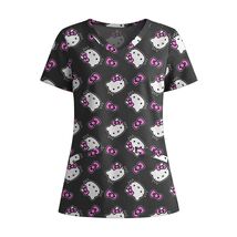 Hello Kitty Women's Graphic Scrub Top, Black Size 3XL - $19.79
