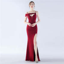Satin Sling Exhibition Bridesmaid Etiquette Evening Dress - £31.63 GBP+
