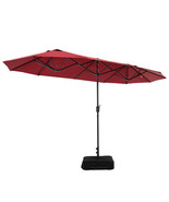 13 Feet Double-Sided Patio Twin Table Umbrella with Crank Handle-Wine - ... - $3,387.56 MXN