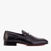 The Viper Black Snake Skin Leather Bit Loafer Men Shoe image 8