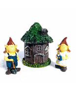 Garden Gnome Figures with House Resin Set of 3 3.5&quot; Decor - £12.99 GBP