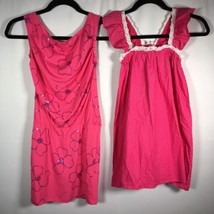NWT Girls Size 8 Lot of 2 Pink Sleeveless Dresses Mi &amp; O Polka Dot / Hype Girls - £23.45 GBP
