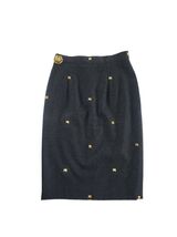 Vintage Gianfranco FERRE Grey Wool Pencil Studded Skirt W25" read* - $59.40