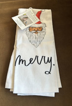 Rae Dunn “ Merry “ Christmas Santa Claus Kitchen Towels Set of 2 Cotton - £17.25 GBP