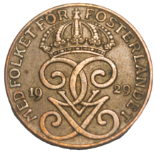 Sweden 2 Ore, 1929~Bronze~Free Shipping #A33 - $5.87