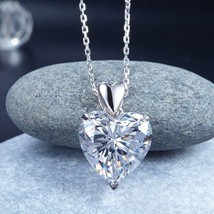 5.0Ct Solitaire Heart Wedding Created Diamond Pendant Necklace 14k White Gold FN - £62.11 GBP