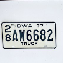 1977 United States Iowa Delaware County Passenger License Plate 28 AW6682 - £14.37 GBP