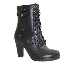 RIDETECS Womens Black 10in Side Pocket Boot Leather Motorcycle 7 M - $89.99