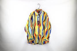 NOS Vintage 90s Streetwear Mens 2XL Rainbow Striped Collared Button Shirt Cotton - £54.76 GBP