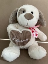 Kellytoy Puppy Love Plush Stuffed Animal Dog  Valentine Heart Bow 12&quot; - £11.55 GBP