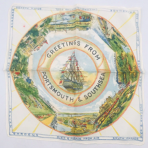 Vintage Portsmouth &amp; Southsea Railway Station England Handkerchief 11.25... - $12.19