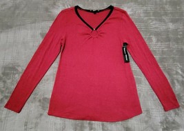 Rebecca Malone Long Sleeve Keyhole Top Red Small NWT - $7.69