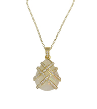 Australian Opal &amp; Diamonds Necklace in Yellow Gold  - £786.35 GBP