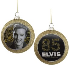 Elvis Presley - ELVIS 85th Birthday Glass Disc Ornament BY Kurt Adler Inc. - £22.90 GBP