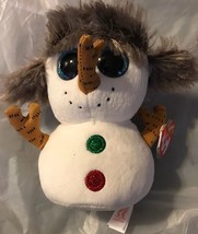 Ty BUTTONS Snowman 6&quot; Christmas Beanie Boo New 2018 MWMT Furry Red Spark... - £11.59 GBP