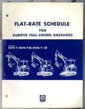 FLAT-RATE SCHEDULE for KUBOTA FULL-SWING BACKHOE models KH-1/KH-10/KH-1.D - $9.85