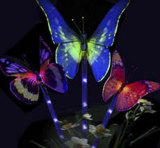 Solar Butterfly Light 7 Color Cycle LED Fiber Butterfly Light Lawn Garden Villa  - £59.23 GBP