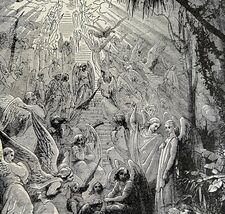 1901 Jacob&#39;s Dream Of Angels Victorian Plate Print Religion Christian DWDD8 - $14.01 CAD