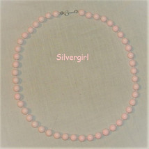 Vintage Soft Pink Plastic Beaded Goldtone Necklace - £7.99 GBP