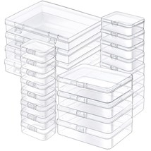 24 Pack Mixed Sizes Rectangular Mini Plastic Containers Clear Plastic Storage Bo - £27.25 GBP