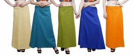 Women Cotton Petticoat Saree Underskirt Free Size Petticoat Multicolor Set 5Pcs - £23.62 GBP