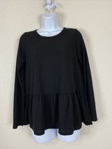 Caution To The Wind Womens Size M Black Stretch Knit Ruffle Blouse Long ... - $6.30
