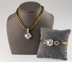 Brighton Silver Plate Gray Gemstone Costume Jewelry Set Necklace and Bracelet - £93.45 GBP