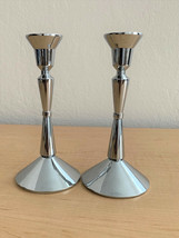 Pair of Special Finish Silver Plate Hallmark Candles 6.75&quot; Candle Holders - £3.95 GBP