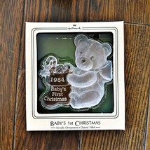 HALLMARK 1984 Baby&#39;s First Christmas Teddy Bear Stocking Ornament VTG Acrylic - £27.24 GBP