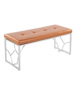 Silver Metal &amp; Camel Faux Leather Bench - $378.96 CAD