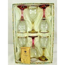 Vintage Cristalleria Lead Crystal Wine Glasses Hand Made Italy Set of 6 - £46.19 GBP