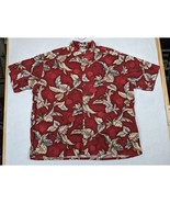 Pierre Cardin Mens Hawaiian Shirt 3XLT 100% Cotton Red Beige Floral Print - $29.68