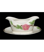 Franciscan Desert Rose Double Spout Gravy Boat Attached Scalloped Plate NEW - $24.99