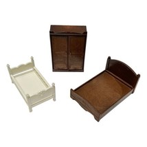 Epoch Bedroom Dollhouse Furniture Miniature Lot 3 Beds and Wardrobe - $26.85