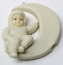 Snow Baby Christmas Ornament Blue Eyes Crescent Moon White Ceramic 2003 - $15.15