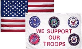 3x5 Wholesale Combo USA American &amp; Support Troops 5 Branch Flag 2 Pack PREMIUM V - £19.08 GBP